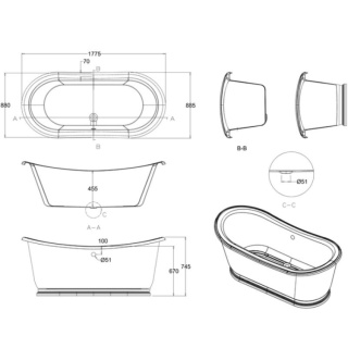 Burlington Admiral 180cm Double Ended Bath